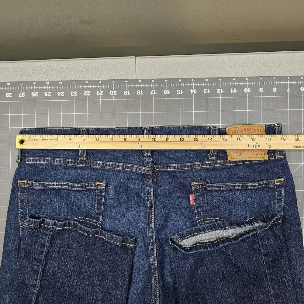 Levis 505 Jeans Mens 40x30 Blue Straight Fit Preppy Work Heritage Classic Biker